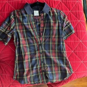 The Shirt by Rochelle Behrens Blue Small Plaid